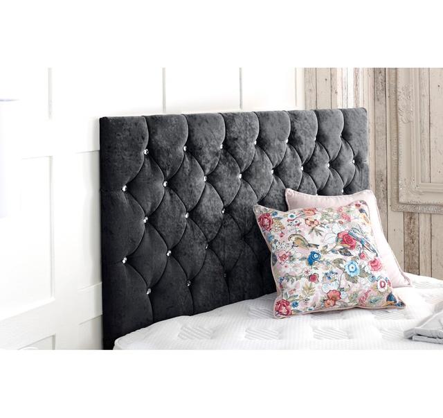 Womack Upholstered Headboard Rosdorf Park Size: Small Double (4'), Colour: Black on Productcaster.