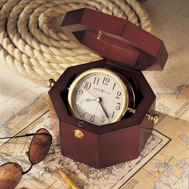 Weather and Maritime Traditional Analog Quartz Alarm Tabletop Clock in Rosewood Hall Blue Elephant on Productcaster.