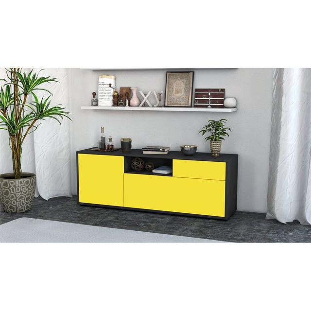 Wyckoff TV Stand for 60" Brayden Studio Colour: Yellow / Matte Anthracite on Productcaster.