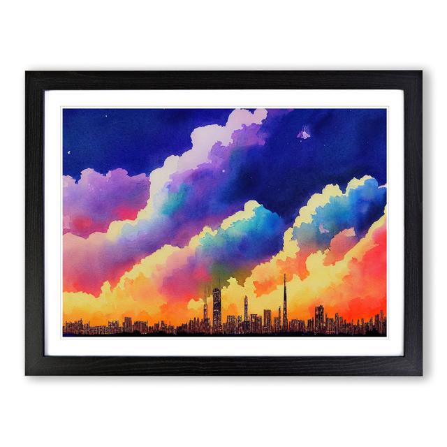 Mysterious Skyline Architecture - Picture Frame Graphic Art 17 Stories Size: 46cm H x 64cm W, Frame Colour: Black on Productcaster.