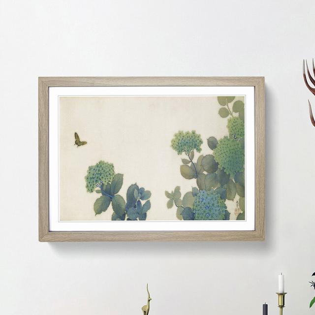 Hydrangeas by Hishida Shunso - Picture Frame Painting Print East Urban Home Size: 27cm H x 36cm W x 2cm D, Frame Option: Oak Framed on Productcaster.