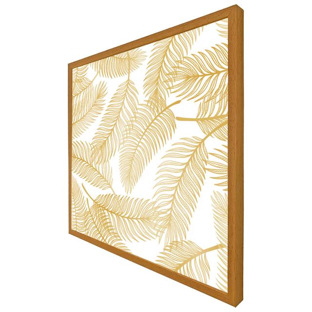 Pasho Golden Leaves - Single Picture Frame Print 17 Stories Size: 61cm H x 61cm W x 4cm D, Frame Colour: Oak Framed on Productcaster.