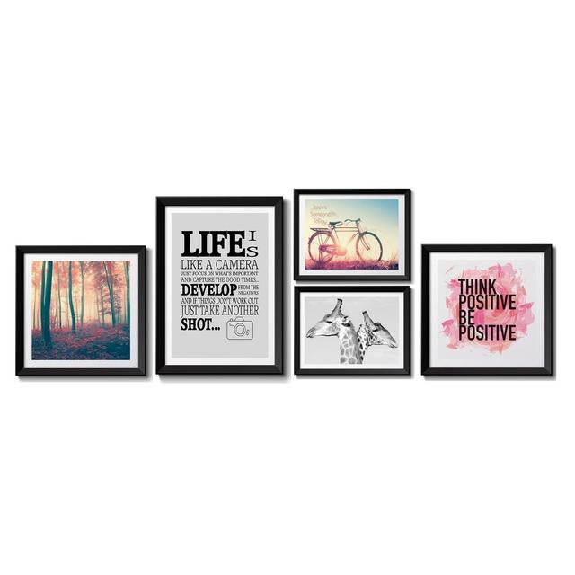 "Life" 5 Piece Graphic Art Set on Wood Brayden Studio on Productcaster.