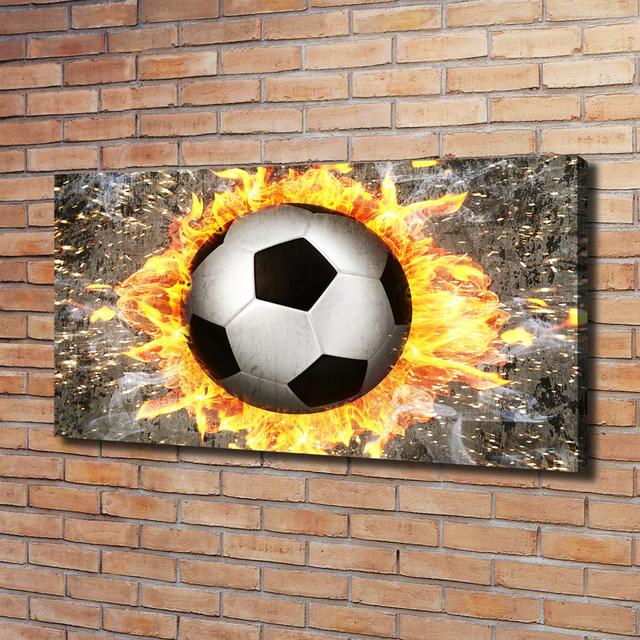 Burning Soccer Ball - Wrapped Canvas Art Prints Brayden Studio on Productcaster.