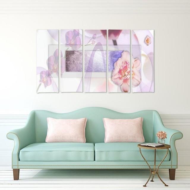 Floral Composition 1 - Graphic Art Print Set on Canvas Brayden Studio Size: 140cm H x 300cm W on Productcaster.