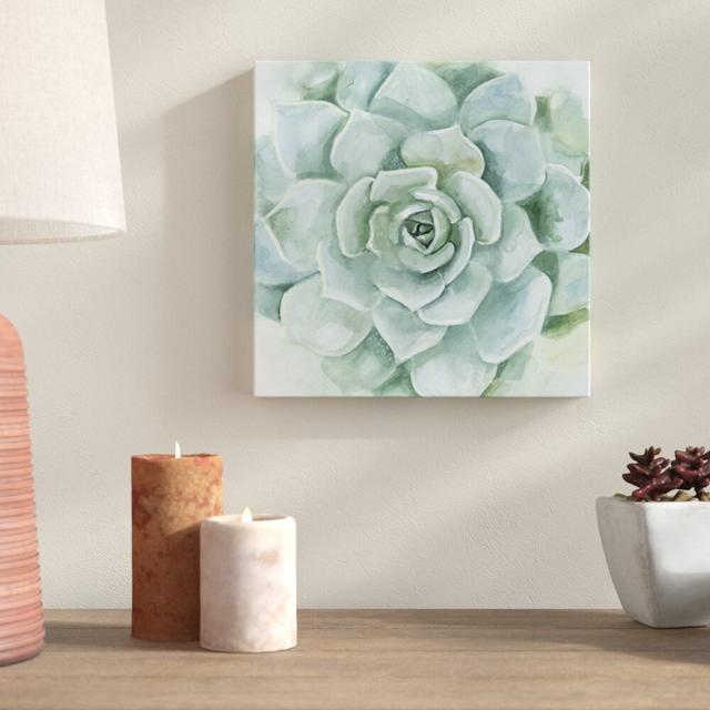 'Verdant Succulent I' by Victoria Borges - Wrapped Canvas Painting Print Blue Elephant Size: 30cm H x 30cm W on Productcaster.