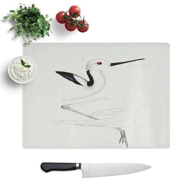 Tempered Glass White-Headed Stilt Bird by John Gould Chopping Board East Urban Home Size: 39 cm W x 28.5 cm L on Productcaster.