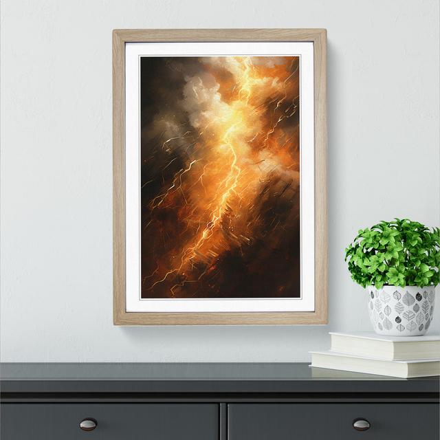 Lightning Action - Single Picture Frame Print on Wood Metro Lane Format: Oak Framed, Size: 64cm H x 46cm W x 2cm D on Productcaster.