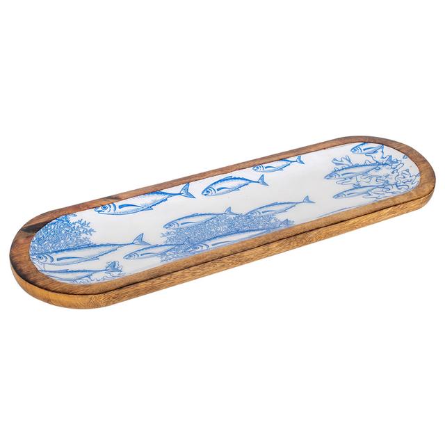 ORIGIN Home Decor Fish Tray Boxes and Trays | Oval Blue Decoration Tray - 2x46x14cm House of Hampton on Productcaster.