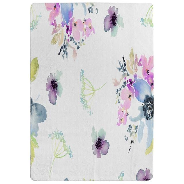 Paniagua Watercolour Flowers Designer Shaggy Beige/Pink/White Rug East Urban Home Rug Size: Rectangle 140 x 200cm on Productcaster.