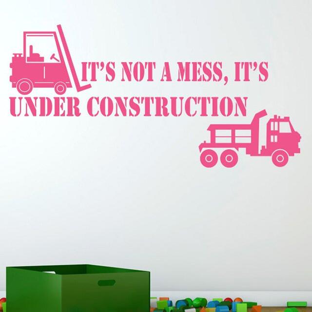 It's Not A Mess It's Under Construction Wall Sticker East Urban Home Size: Large, Colour: Pink on Productcaster.