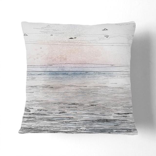 Birds Above the Ocean in Abstract Cushion with Filling East Urban Home Size: 55 x 55 cm on Productcaster.