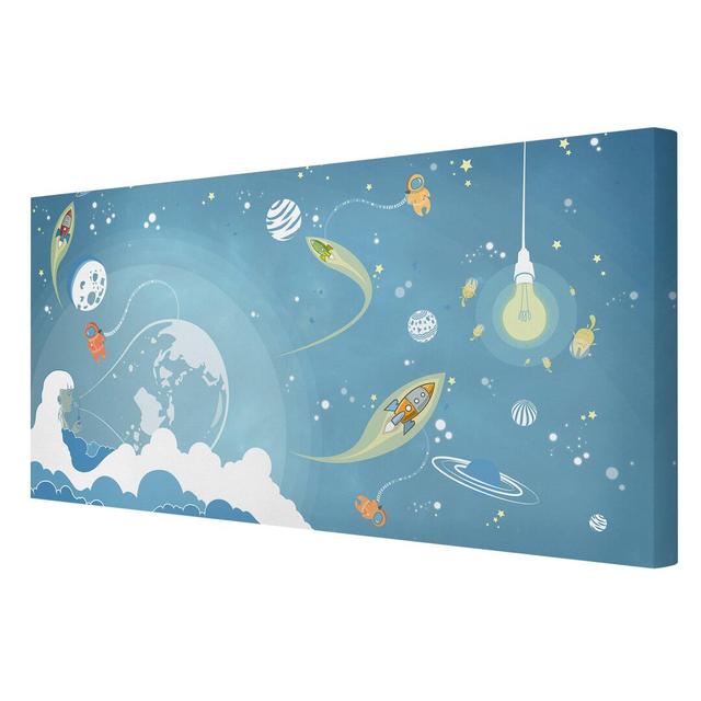 Colourful Outer Space Panoramic Graphic Art Print on Canvas East Urban Home Size: 50cm H x 100cm W on Productcaster.