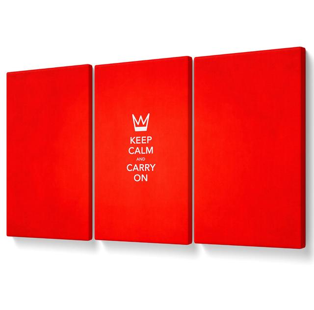 Keep Calm - 3 Piece Wrapped Canvas Typography Maturi Size: 81.3cm H x 163cm W on Productcaster.