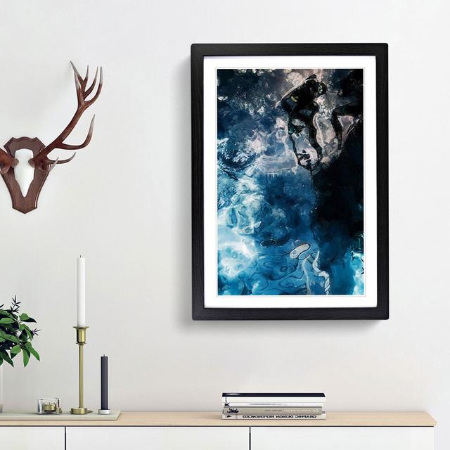 Aqua Blue in Abstract - Picture Frame Graphic Art Print East Urban Home Frame Option: Black Framed, Size: 87cm H x 62cm W x 2cm D on Productcaster.