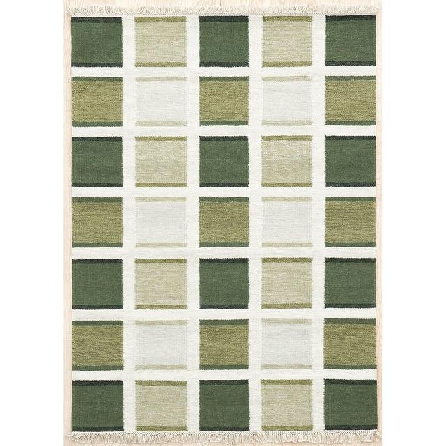 Handmade Kilim Rug made of Wool in Green with Geometric Pattern by Union Rustic, Rug Size: Rectangle 200 x 300cm on Productcaster.