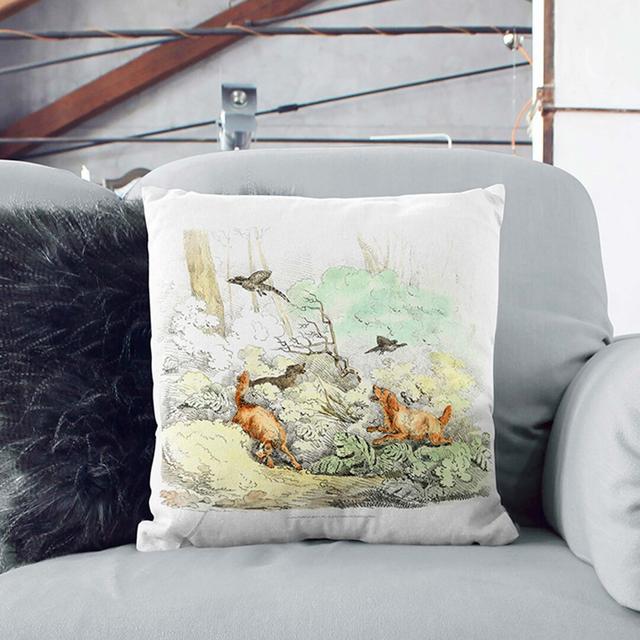 Dogs Chasing Birds by Henry Alken Cushion with Filling East Urban Home Size: 55cm H x 55cm W x 20cm D, Backing Colour: Stone on Productcaster.