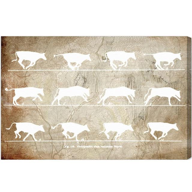 'Cows in Motion' Graphic Art Wrapped on Canvas Oliver Gal Size: 41cm H x 61cm W on Productcaster.