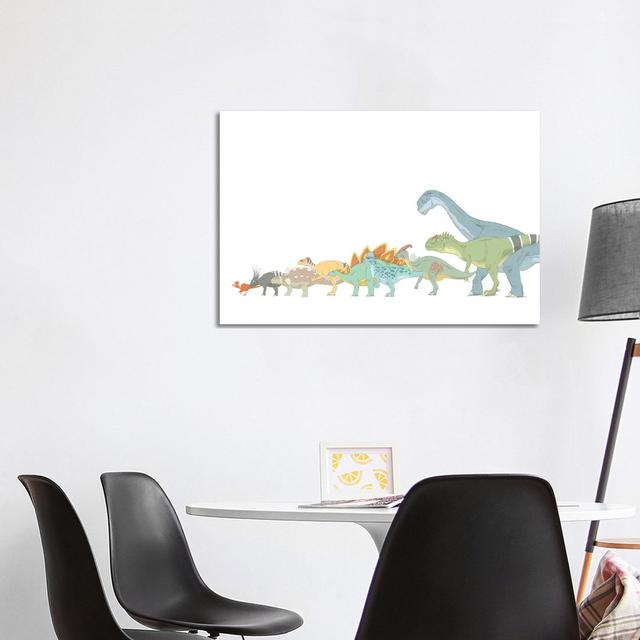 Pencil Drawing Illustrating Various Dinosaurs and Their Comparative Sizes by Alice Turner - Wrapped Canvas Painting Zoomie Kids Size: 66.04cm H x 101. on Productcaster.