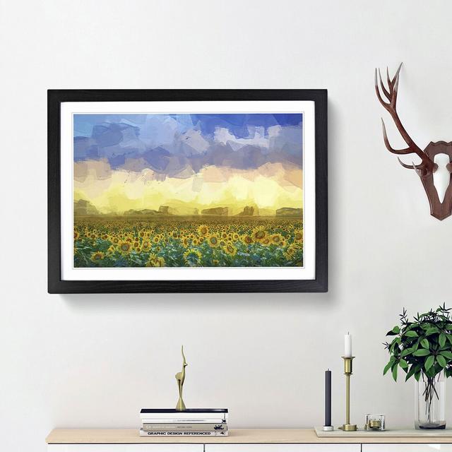 Flock of Birds Above Sunflowers in Abstract - Picture Frame Graphic Art Print East Urban Home Size: 27cm H x 36cm W x 2cm D, Frame Option: Black Frame on Productcaster.