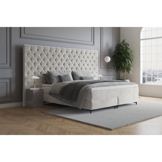 Echtes Boxspringbett Ajala mit Premium Visco Topper, mit Samtstoff bezogen Canora Grey Matratzenhärte: H2 - bis zu ca. 75 kg / H3 - ca. 75-100 kg, Far on Productcaster.