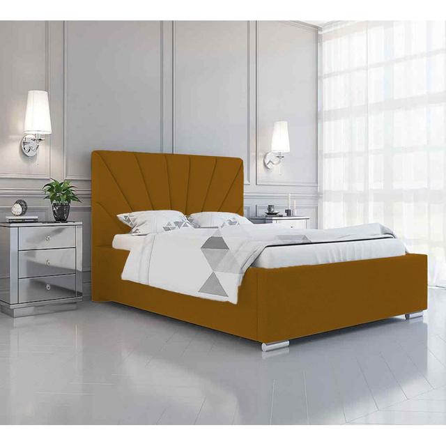 Abubaker Upholstered Bed Frame Canora Grey Colour: Yellow, Size: Small Double (4') on Productcaster.