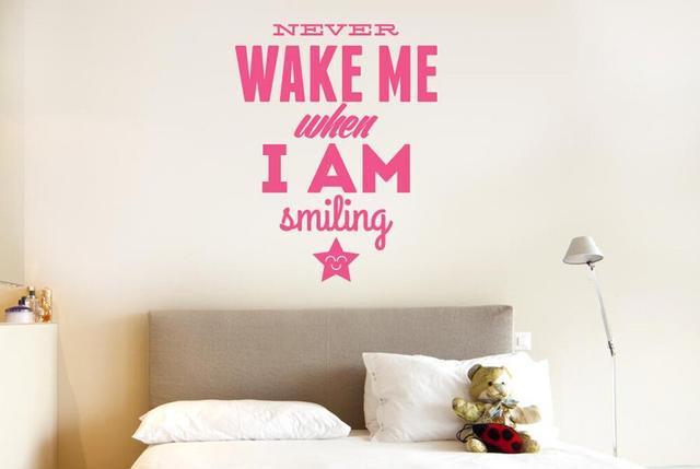 Never Wake Me When I Am Smiling Wall Sticker East Urban Home Size: Medium, Colour: Pink on Productcaster.