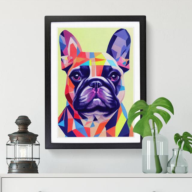 French Bulldog Painting Geometric - Single Picture Frame Graphic Art Marlow Home Co. Size: 46cm H x 34cm W x 2cm D, Format: Walnut Framed on Productcaster.