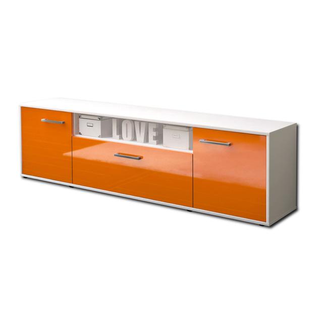 Lowboard Ariana - Farbe: Lila/Anthrazit - Freistehend/Metallgriffe - Design: Farb-Dekor STIL.ZEIT Farbe: Orange/Weiss on Productcaster.