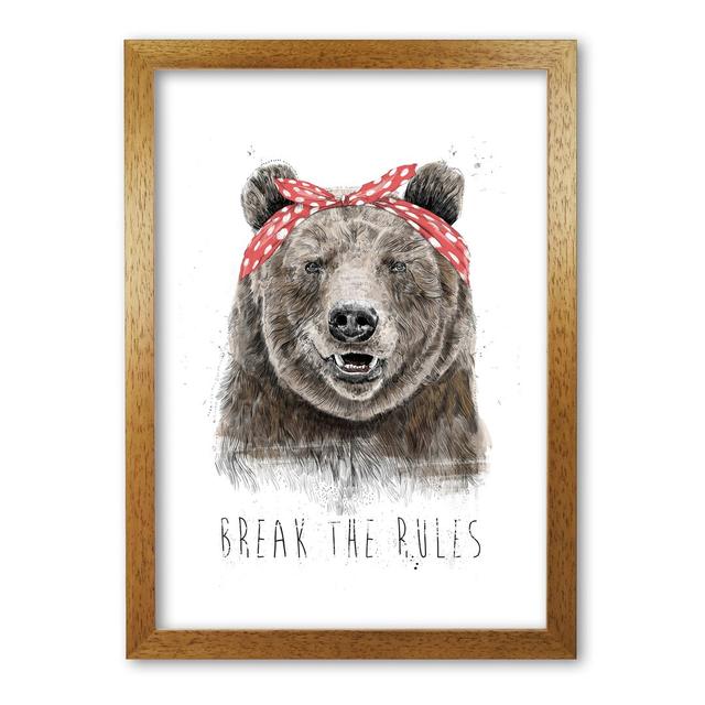 Break The Rules Grizzly by Mercedes Lopes Charro - Print East Urban Home Frame Options: Honey Oak, Size: 84 cm H x 59.4 cm W x 5 cm D on Productcaster.