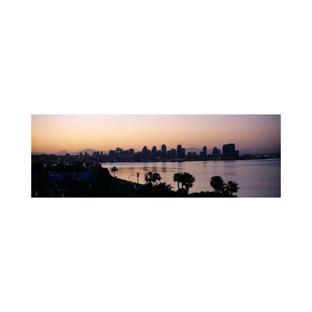 Silhouette of Buildings at the Waterfront, San Diego, San Diego Bay - Wrapped Canvas Panoramic Photograph Union Rustic Size: 50.8cm H x 152.4cm W x 3. on Productcaster.