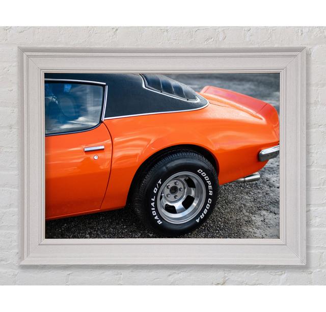 Orange End of Classic Car - Einzelner Bilderrahmen Kunstdrucke Ebern Designs Größe: 84,1 cm H x 142,2 cm B x 8 cm T on Productcaster.