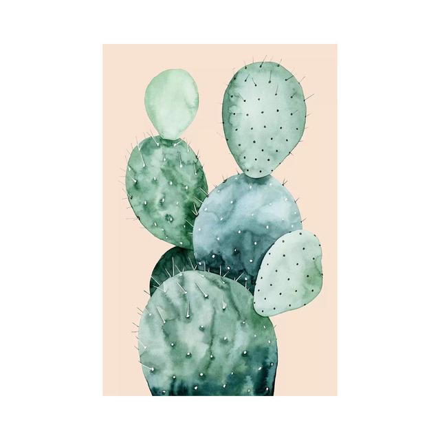 Cactus on Coral II by Grace Popp - Wrapped Canvas Painting Bloomsbury Market Size: 101.6cm H x 66.04cm W x 3.81cm D on Productcaster.