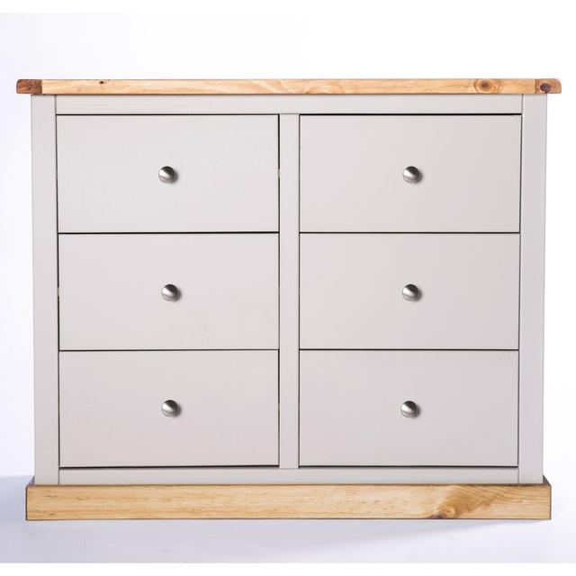 Engle 6 Drawer 110cm W Dresser Brambly Cottage Knob Colour: Chrome, Base Colour: Grey/Wood on Productcaster.