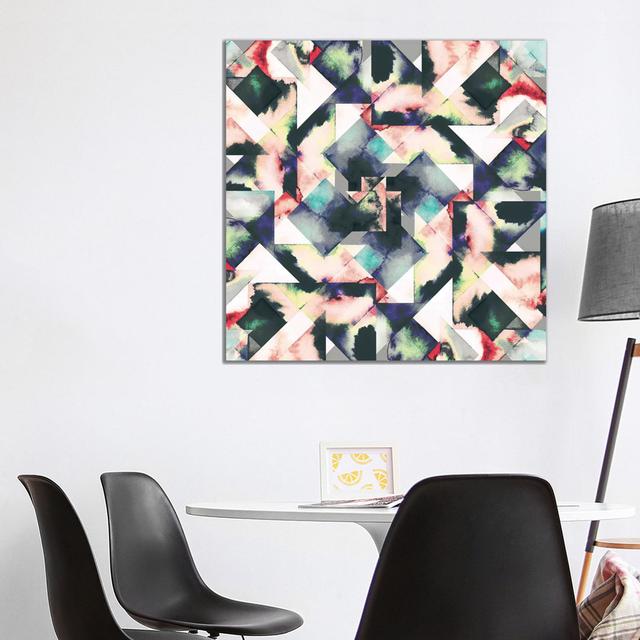 Watercolor Tiles Red by Ninola Design - Wrapped Canvas Gallery-Wrapped Canvas Giclée Metro Lane Size: 93.98cm H x 93.98cm W x 1.91cm D on Productcaster.