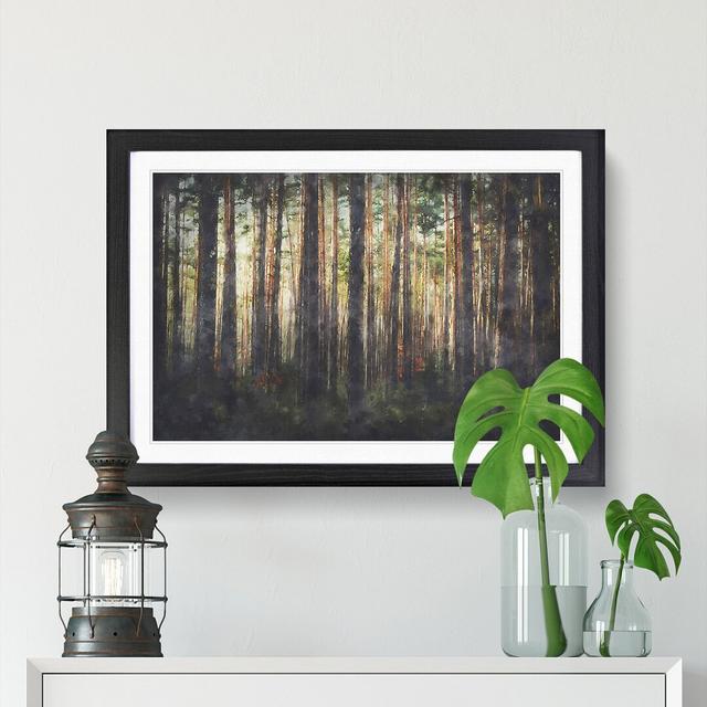 Pine Tree Forest in Spring - Picture Frame Graphic Art Print East Urban Home Size: 24cm H x 33cm W x 2cm D, Format: Black on Productcaster.