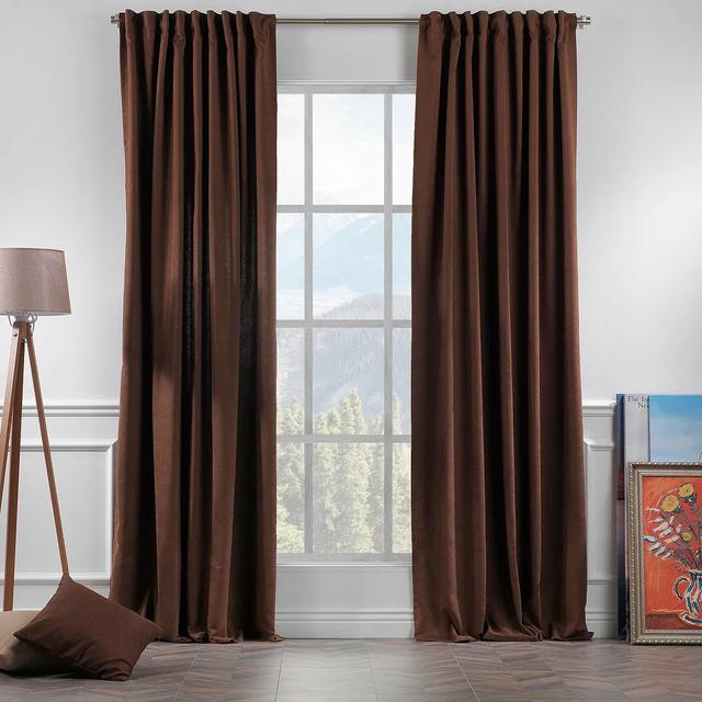 Extra langer & Extra breiter dekorativer Vorhang Einzelpaneel Lilijan Home & Curtain Vorhanggröße: 140cm W x 475cm L, Gardinenfarbe: Dunkelbraun on Productcaster.