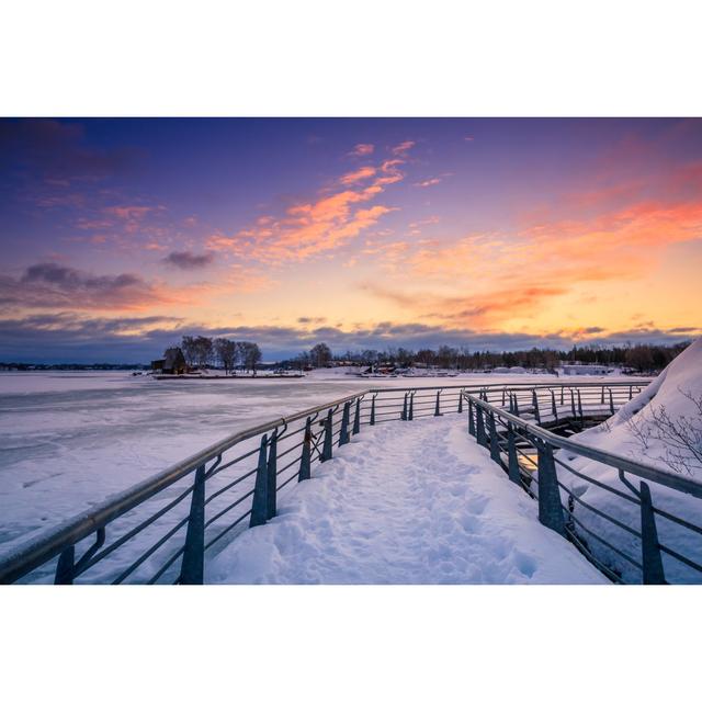 Frozen Lake During Sunrise by Febriyanta - Wrapped Canvas Photograph Latitude Run Size: 30cm H x 46cm W x 3.8cm D on Productcaster.