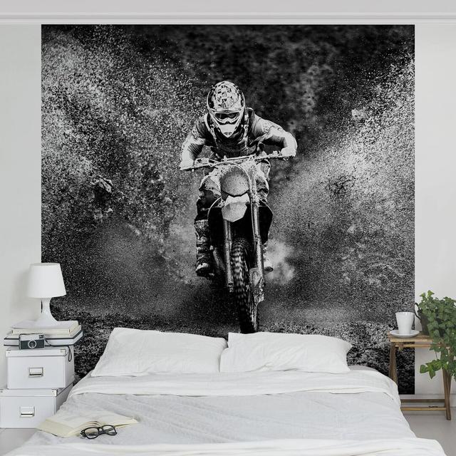 Matt Fototapete Motocross im Schlamm 3,36 m x 336 cm East Urban Home on Productcaster.