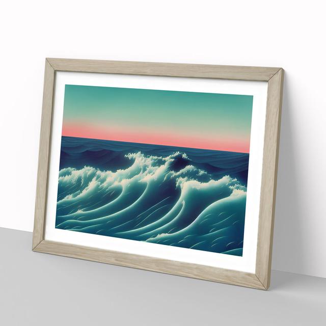 Ocean Wave Sunset Vol.3 - Picture Frame Graphic Art House of Hampton Size: 25cm H x 34cm W x 2cm D, Frame Colour: Oak on Productcaster.