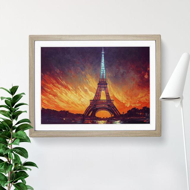 Eiffel Tower - Picture Frame Painting Rosalind Wheeler Size: 25cm H x 34cm W x 2cm D, Frame Colour: Oak on Productcaster.