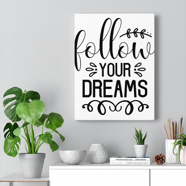 Follow Your Dreams - Wrapped Canvas Print Blue Elephant on Productcaster.