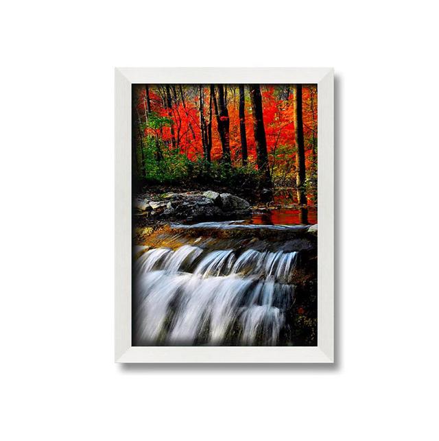 Dhiraj Autumn Waterfall Forest - Print Union Rustic Size: 84.1cm H x 59.7cm W x 10cm D on Productcaster.