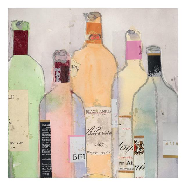 Wine Bottles in Water Colour II - Wrapped Canvas Graphic Art Rosalind Wheeler on Productcaster.