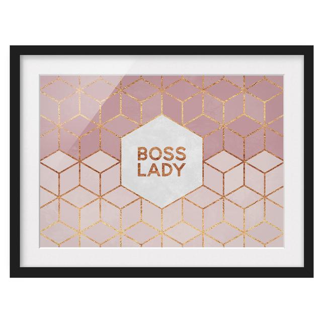 Boss Lady Hexagons Pink - Picture Frame Graphic Art Canora Grey Frame Option: Black Framed, Size: 70cm H x 100cm W x 2cm D on Productcaster.