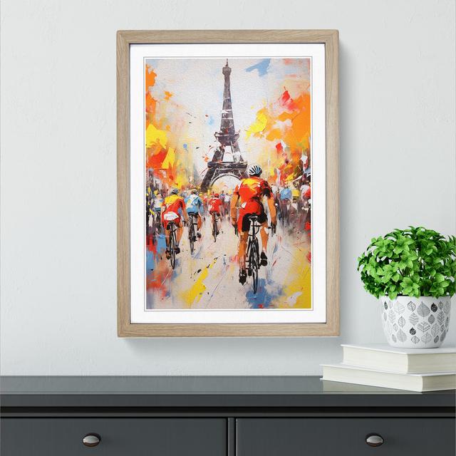 Tour De France Gestural - Single Picture Frame Print on Wood Marlow Home Co. Format: Oak Framed, Size: 46cm H x 34cm W on Productcaster.