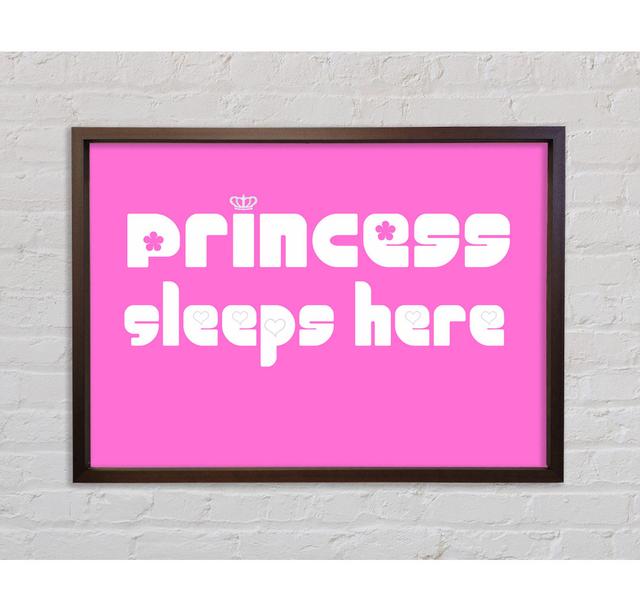 Mädchenzimmer Zitat Princesss Sleeps Here 2 Vivid Pink - Einzelner Bilderrahmen Typografie auf Leinwand Bright Star Größe: 59,7 cm H x 84,1 cm B on Productcaster.