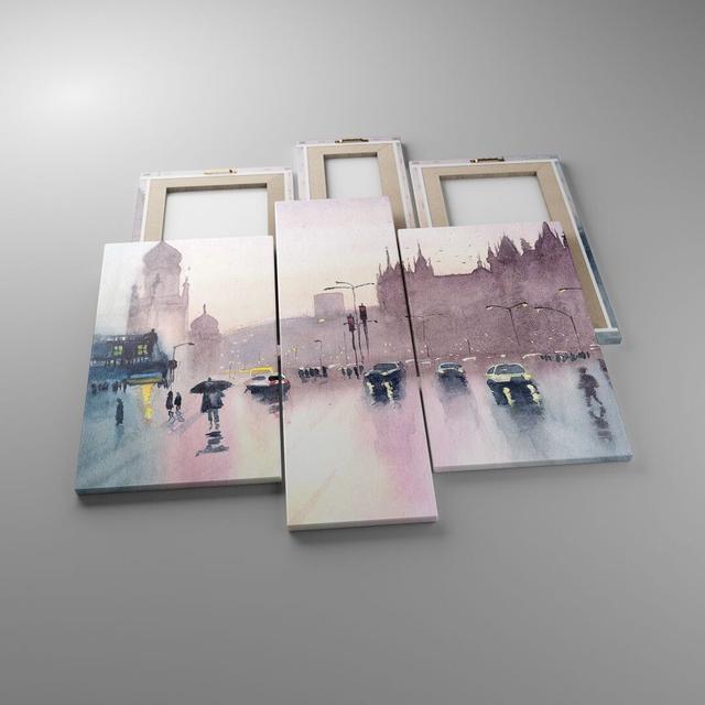 Watercolour City Historical Monuments - 3 Piece Wrapped Canvas Painting Ivy Bronx Size: 80cm H x 95cm W x 1.8cm D on Productcaster.