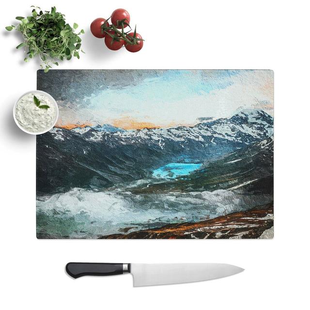 Glass Mount Cook New Zealand in Abstract Chopping Board East Urban Home Size: 28.5 cm W x 20 cm L on Productcaster.