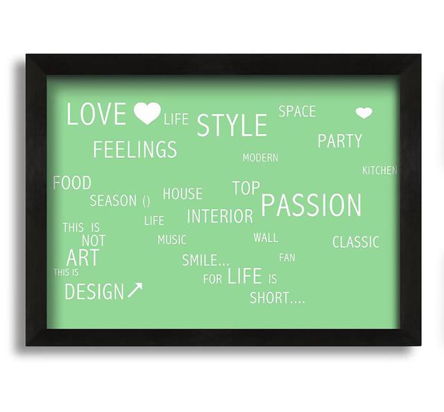 Love Life - Picture Frame Typography on Canvas Maturi Colour: Green, Size: 30cm H x 42cm W x 10cm D on Productcaster.